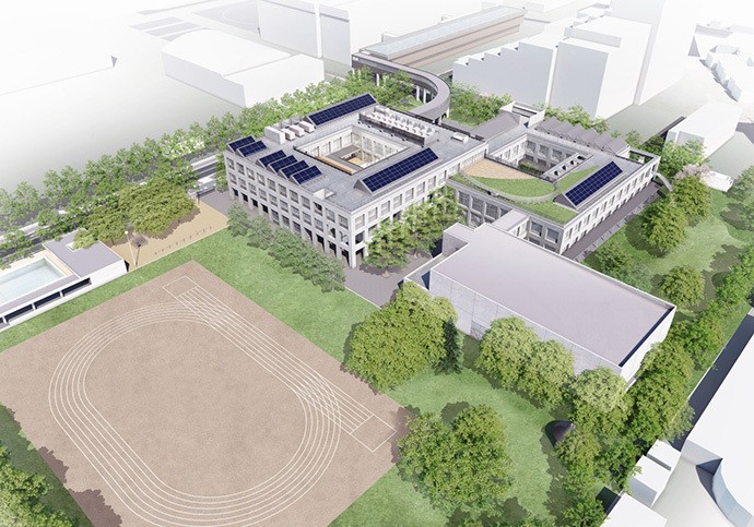 2022年夏に完成予定の校舎イメージ=都立立川国際中等教育学校附属小提供