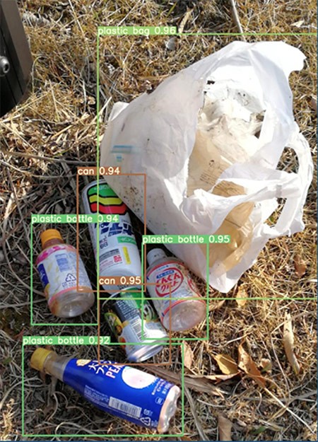 スマホの画像からプラスチックごみの種類を深層学習で自動判別する(磯辺教授提供)